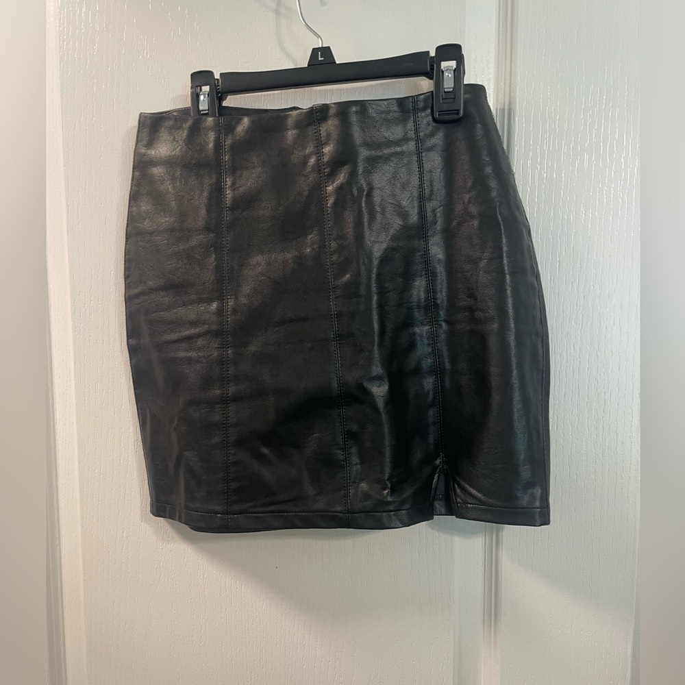 Real leather mini skirt